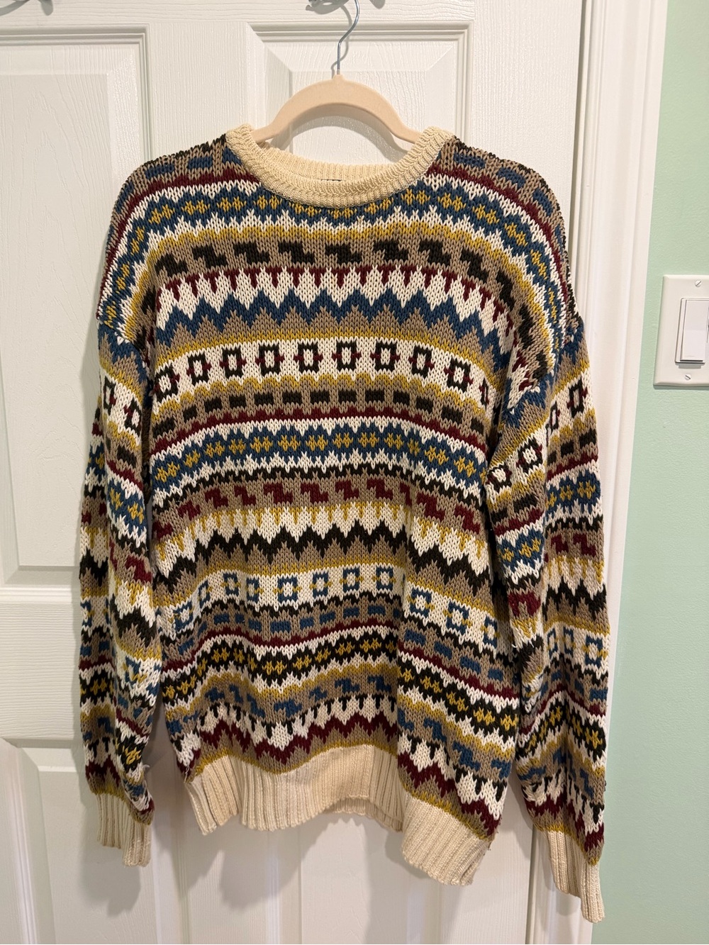 100% Cotton Multicolor Fair Isle Knit Sweater